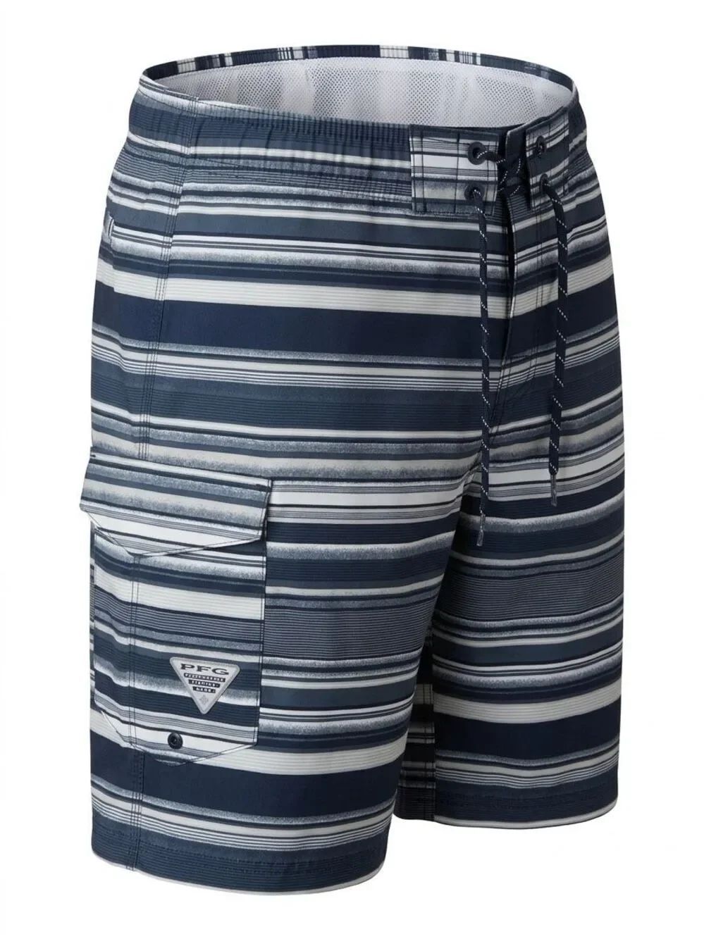 Columbia PFG Mens 30 Blue Stripe Omni-Shield Cargo Swim Board Shorts